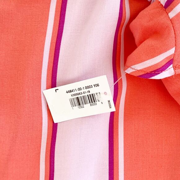 Old Navy Top Orange Purple Striped Ruffled Spaghetti Straps Crop Top Large NEW - Picture 6 of 12
